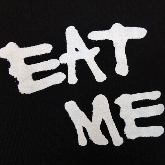 Y2K VTG Zero Skateboards Eat Me Hoodie Mens L Black Logo Spell Out Skate Grunge - Picture 12 of 13